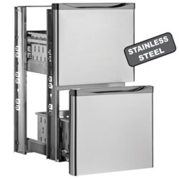 TAVX/2G-R2 (25) Kühlpult Getränkekühler Flaschenkühlschrank, Edelstahl, 2 Glastüren, 375 Liter